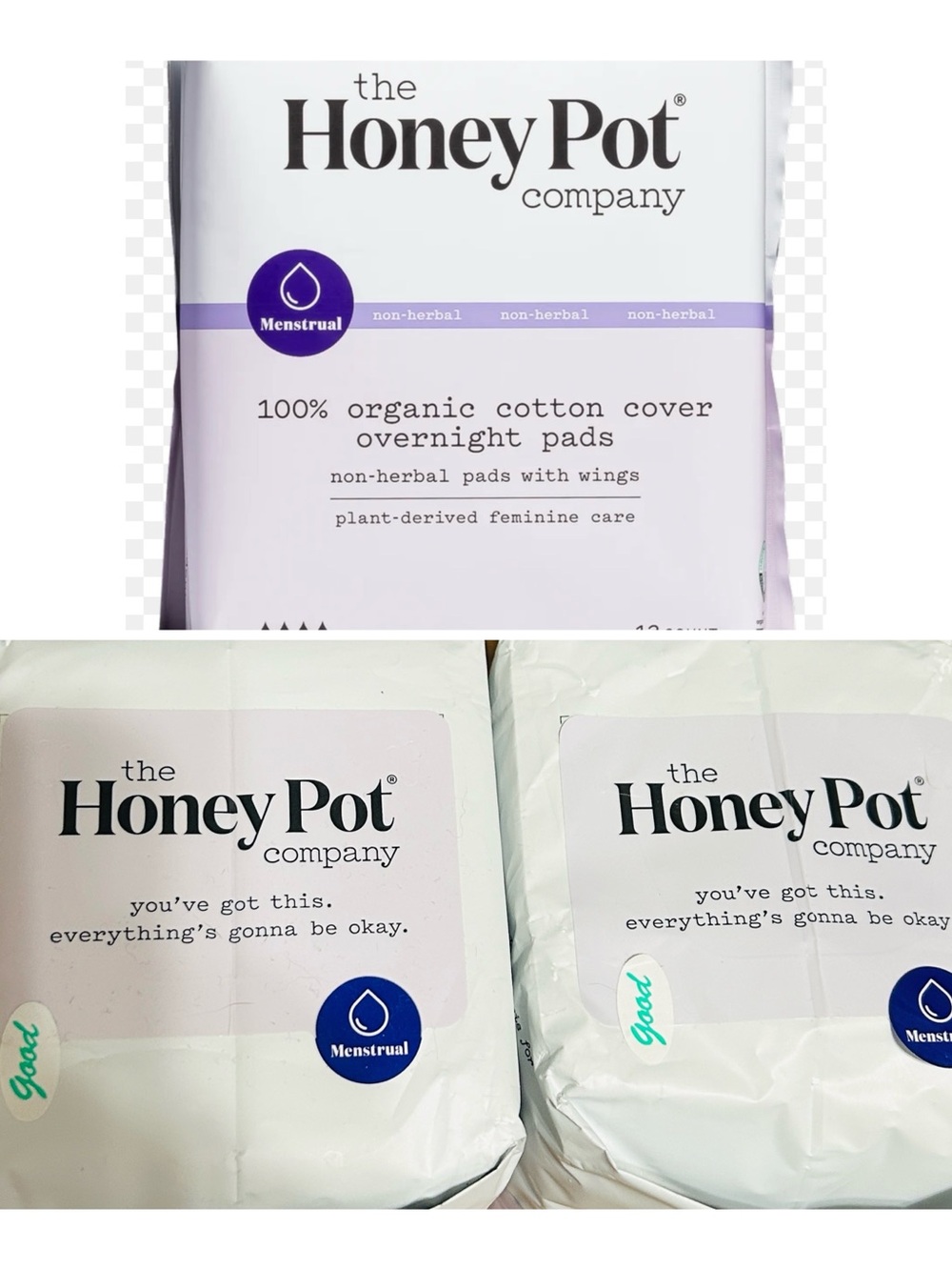 Organic Honey pot Cotton Cover Overnight Pads -